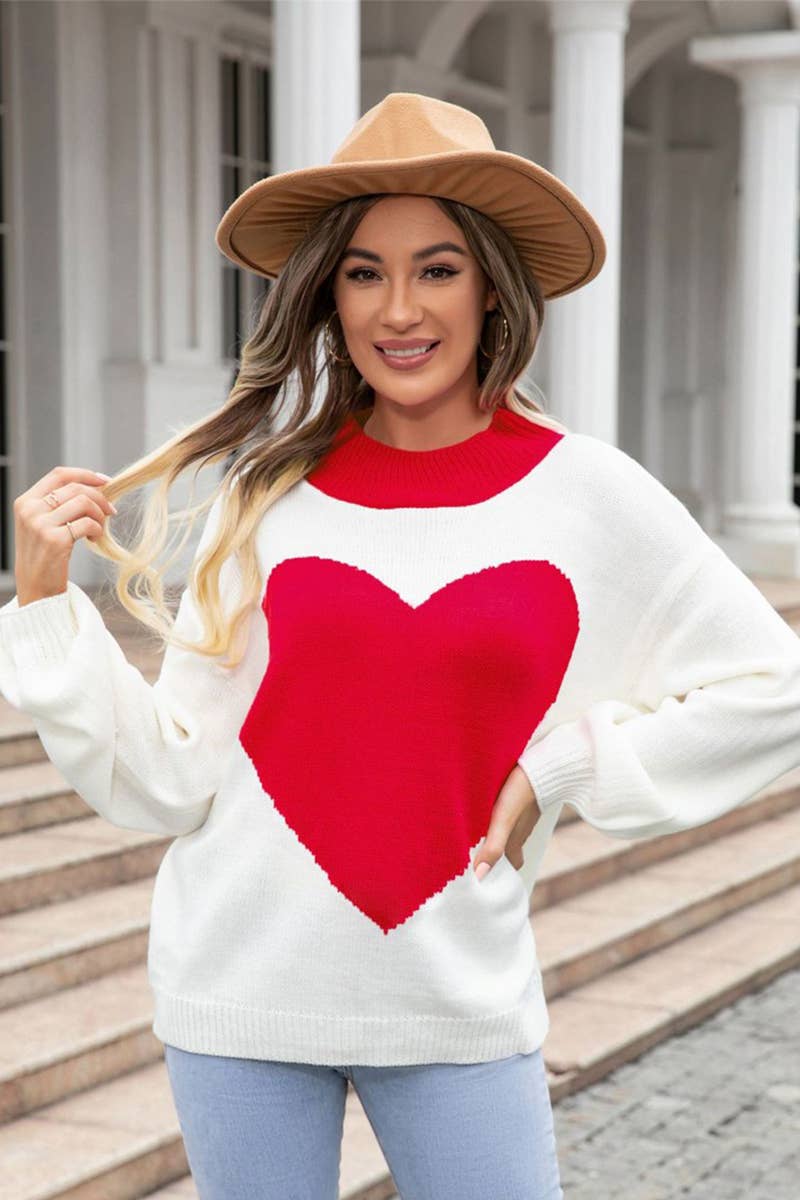 WOMEN SUPER BIG LOVE LOOSE KNITTED PULLOVER_CWOSWL1450