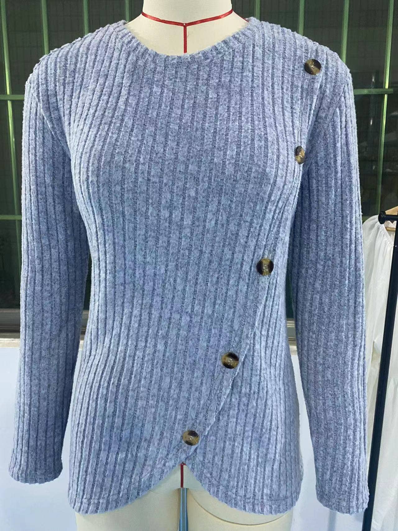 LONG SLEEVE CREW-NECK TULIP HEM KNIT BASE