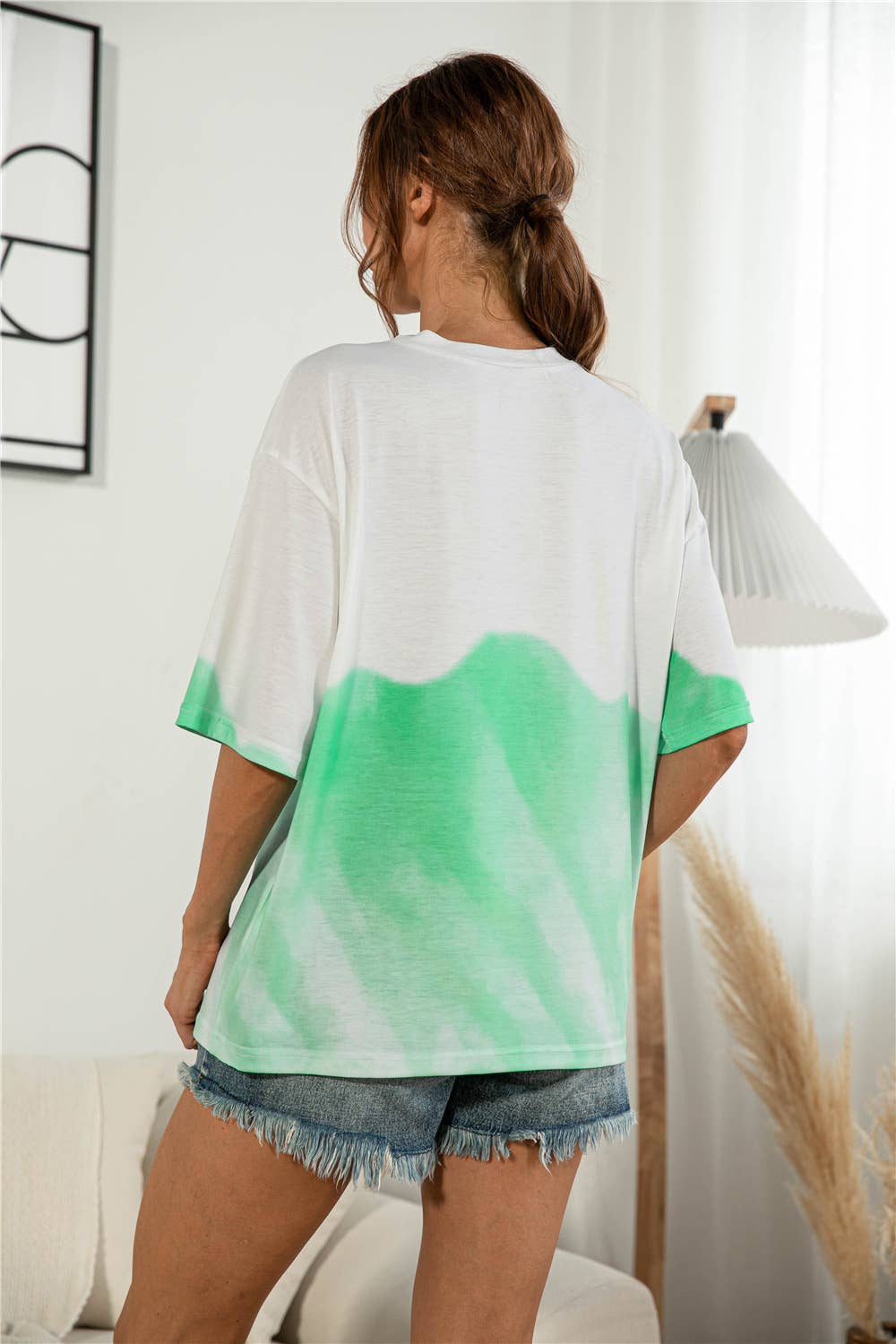 Tie-dyed and printed casual loose T-shirt