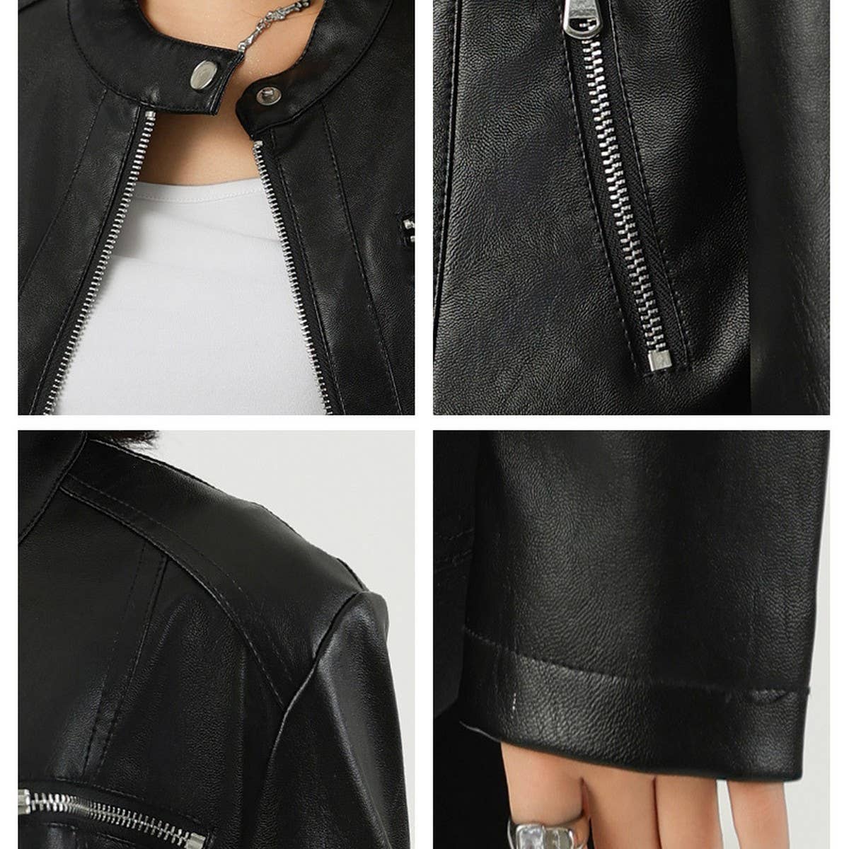 Women??¢s Slim Biker Jacket ??Trendy PU Leather Coat_CWMM9015