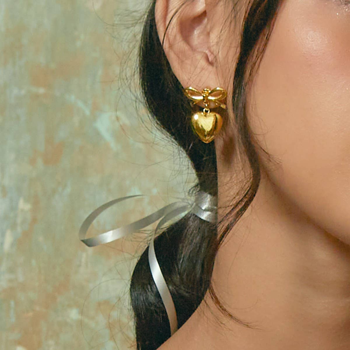 HOT STYLE PERSONALIZED BOW LOVE PENDANT EARRINGS