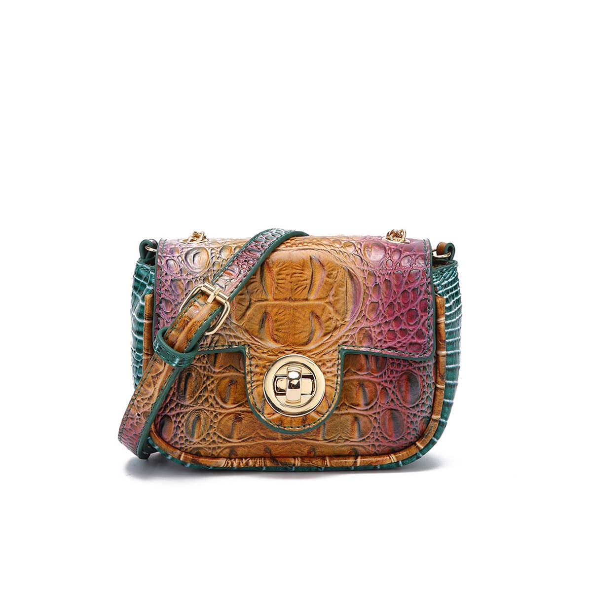 WOMEN MULTI-COLOR CROCODILE PATTERN SHOULDER BAG_CWAB2596
