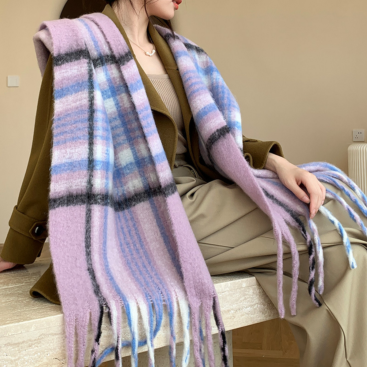 Plush AC Scarf ??Thick Soft Winter Wrap_CWASC2701