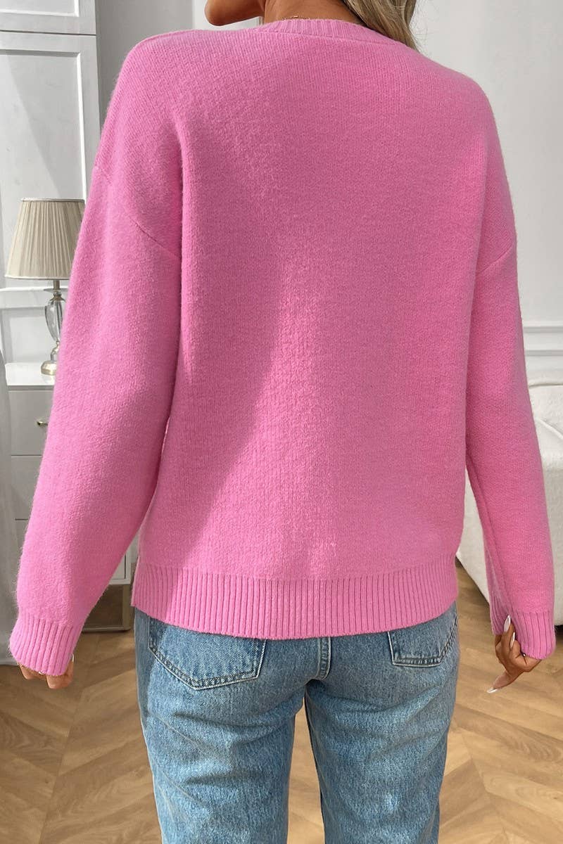 CWOSWL07156_RETRO BOW KNIT JACQUARD SWEATER