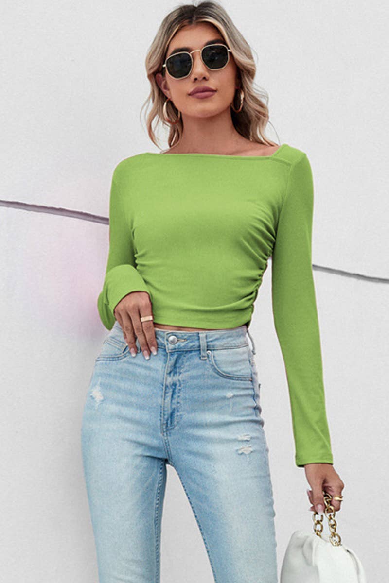 WOMEN SEMI OPEN COLLAR SLIM BLOUSE_CWTBLL0459