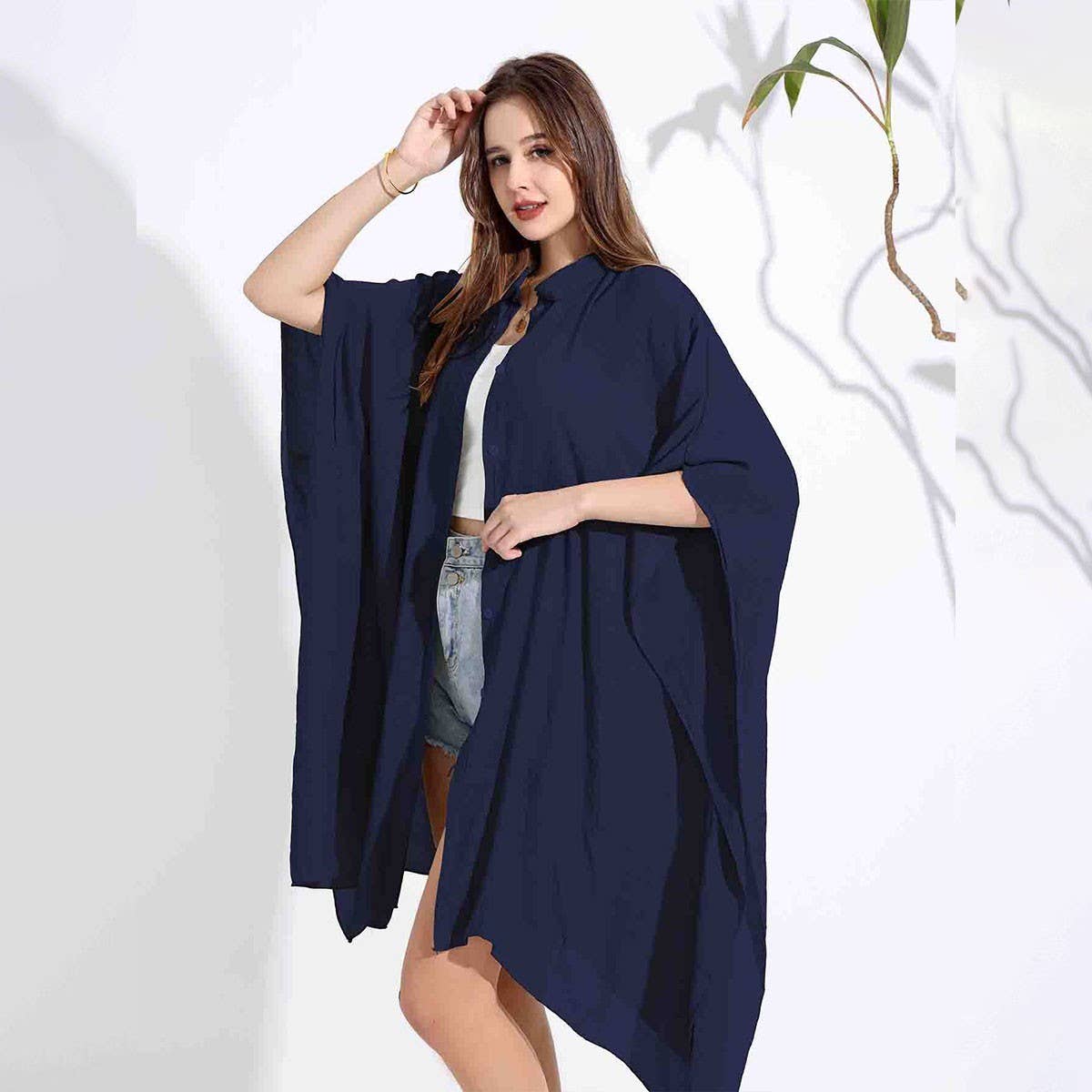 Bamboo Cotton Beach Shawl Sun Protection Cardigan_CWMM6303