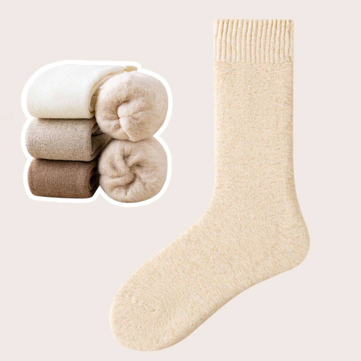 Thermal Fleece-Lined Crew Socks for Women, Winter