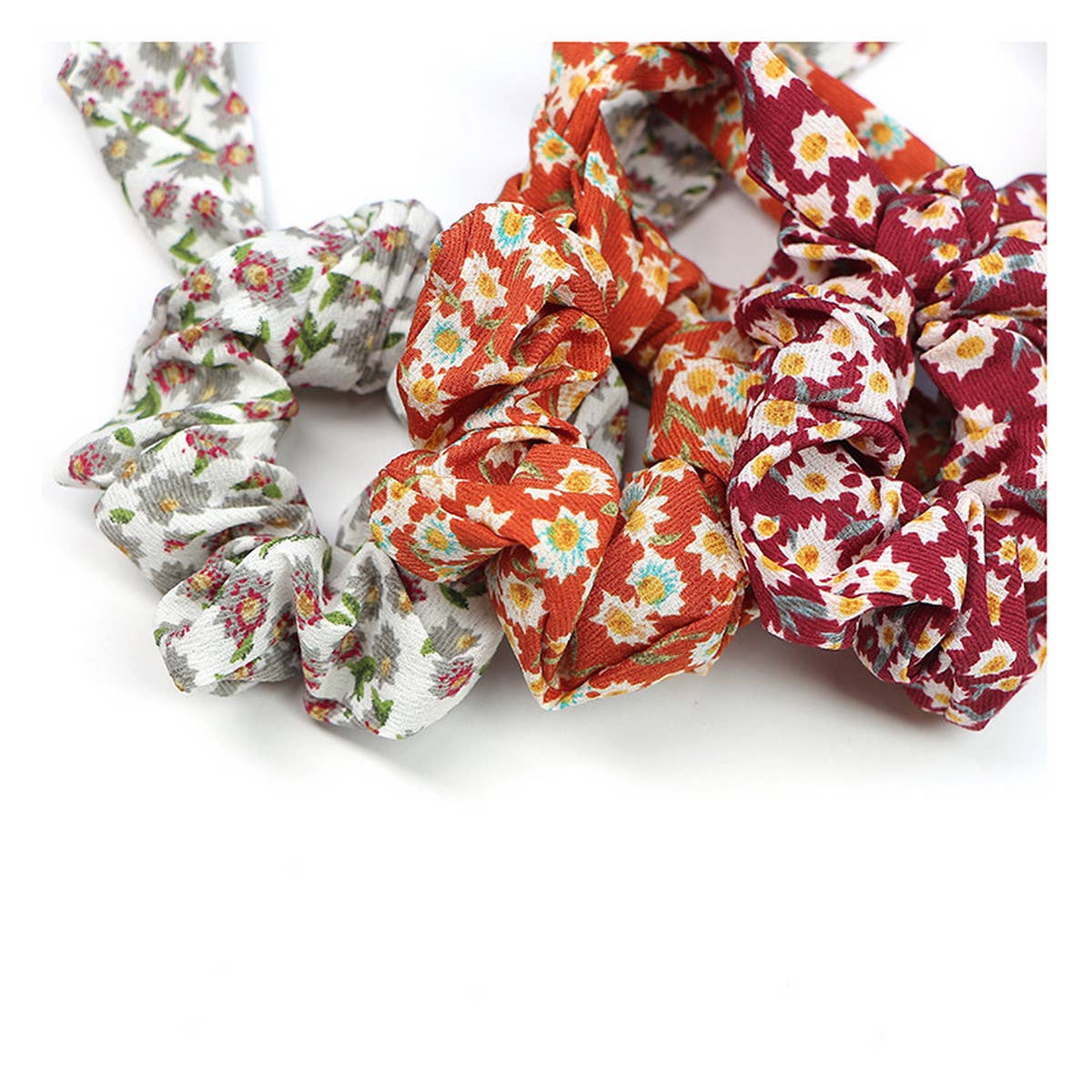 SIMPLE PRINTED RIBBON BOW HAIR TIE_CWAHA1067