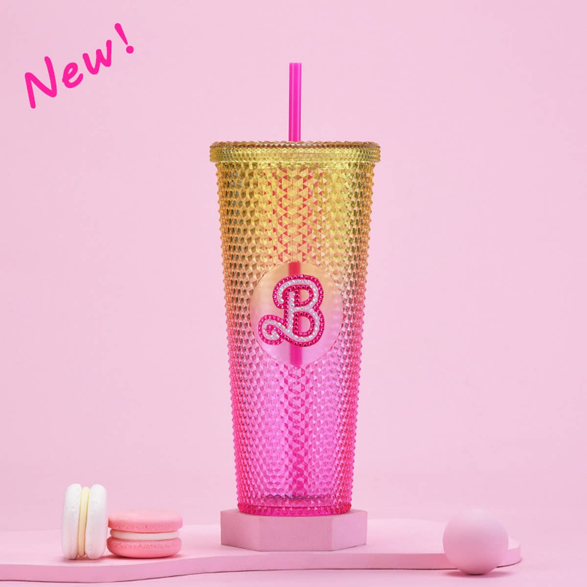 DOUBLE LAYER PORTABLE PLASTIC STRAW DIAMOND CUP