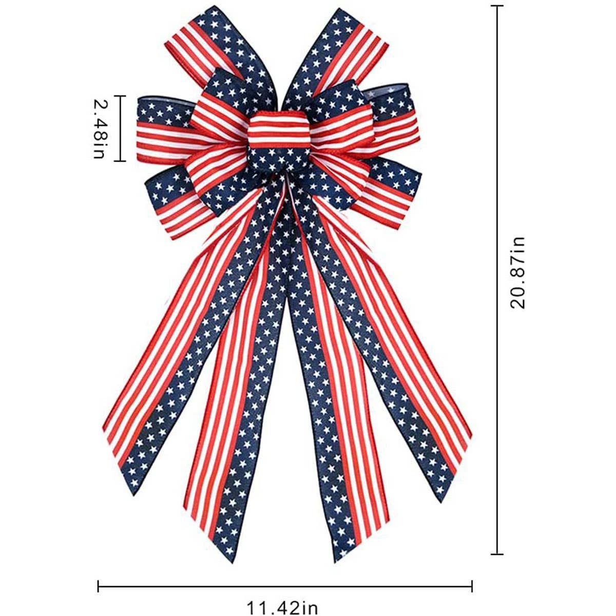 CWMM10250_4TH OF JULY PATRIOTIC BURLAP BOW USA FLAG DECOR