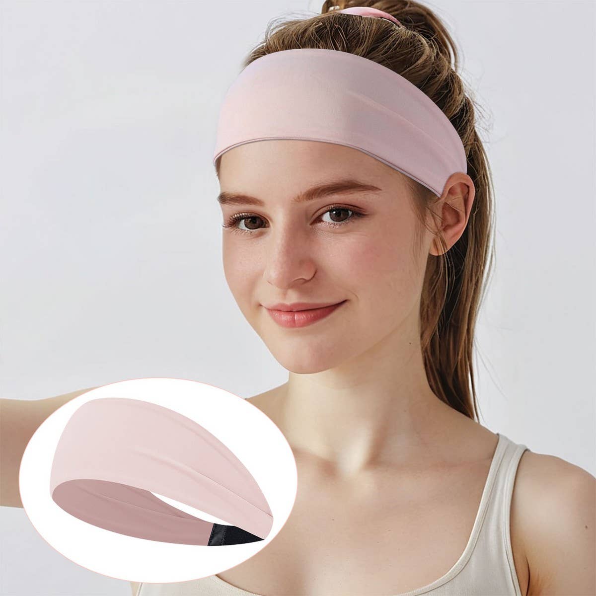 Wide Elastic Yoga Headband for Women Sweat-Wicking