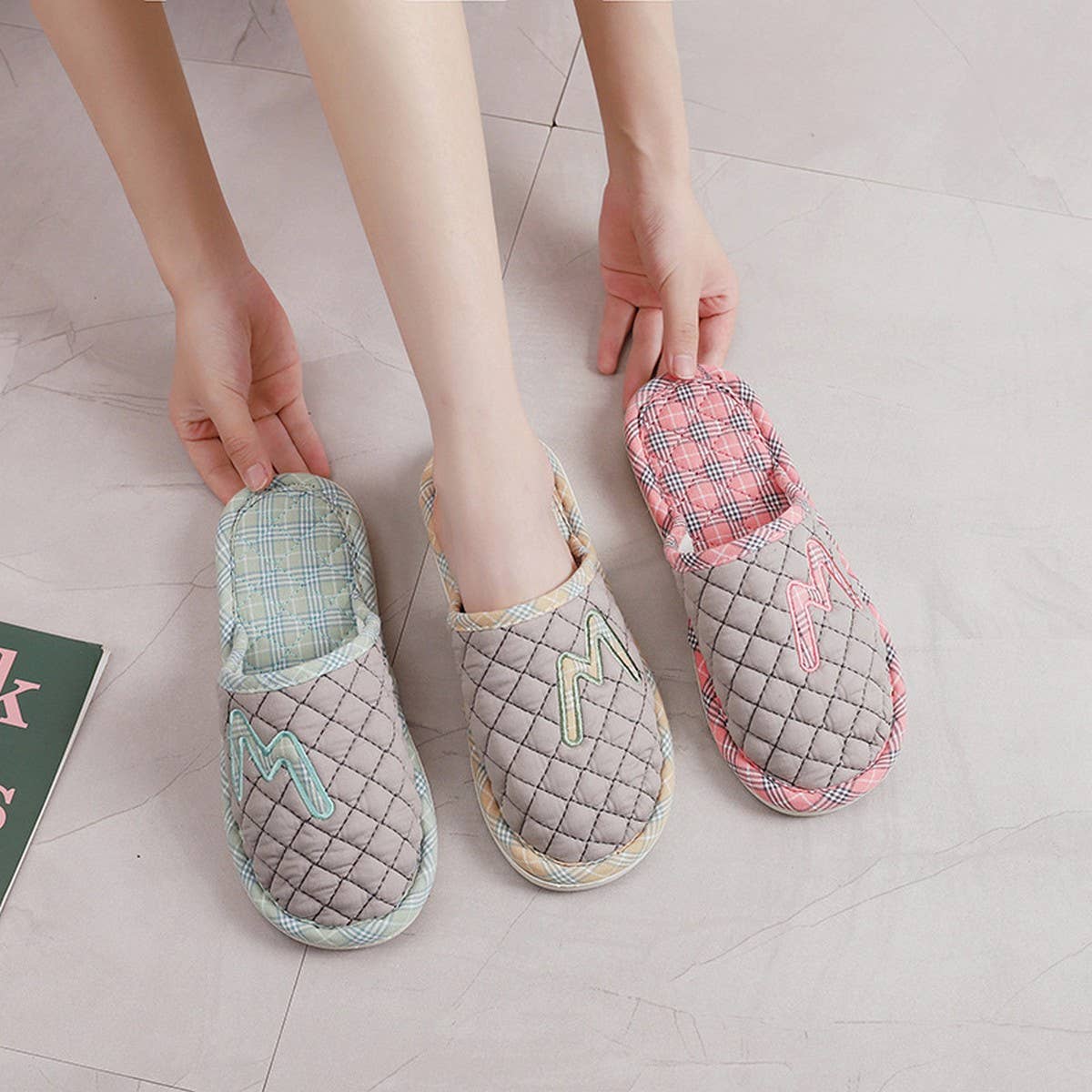 Thick Cotton PVC Sole Silent Couple Slippers