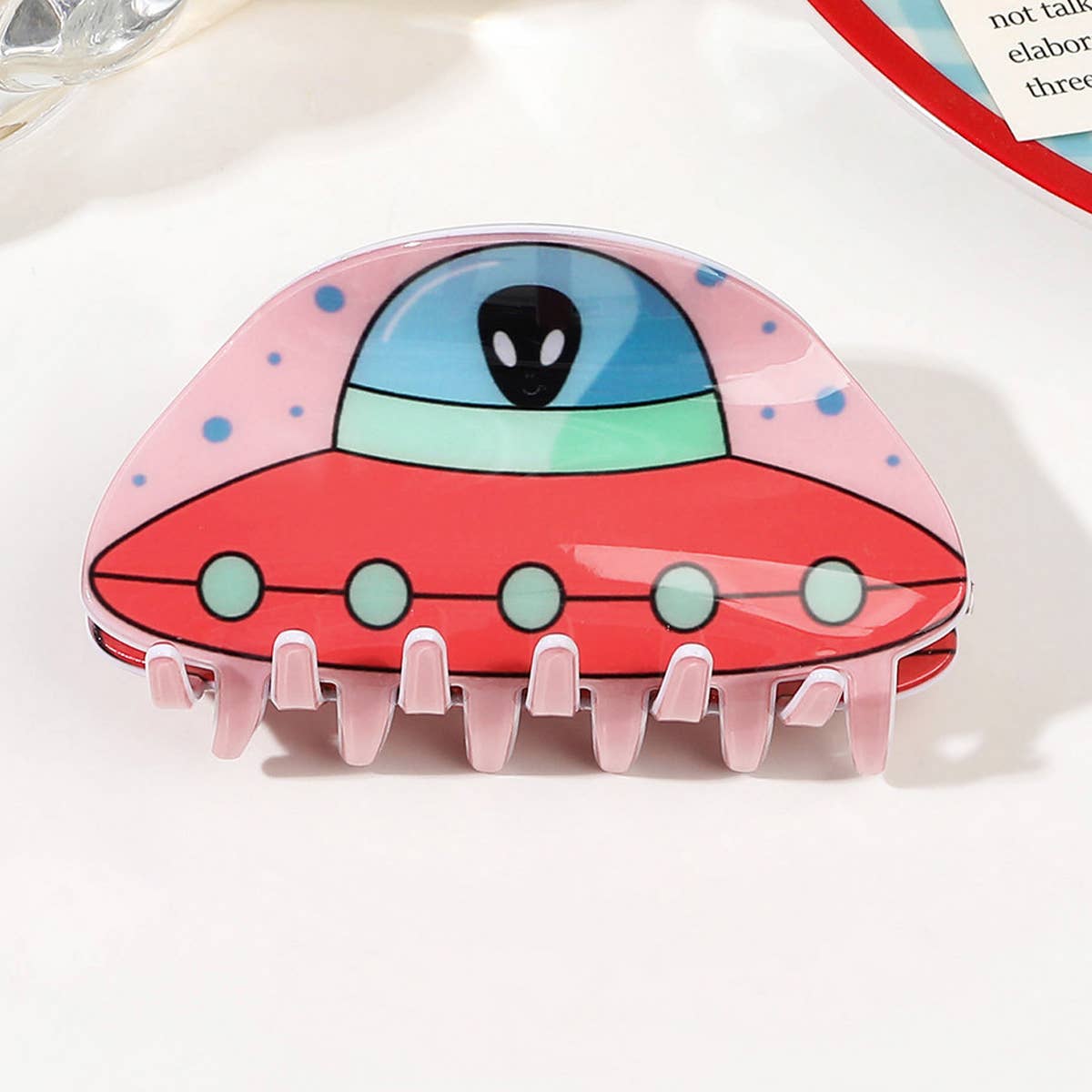 Acrylic UFO Hair Claw - Elegant Alien Shark Clip_CWAHA1637