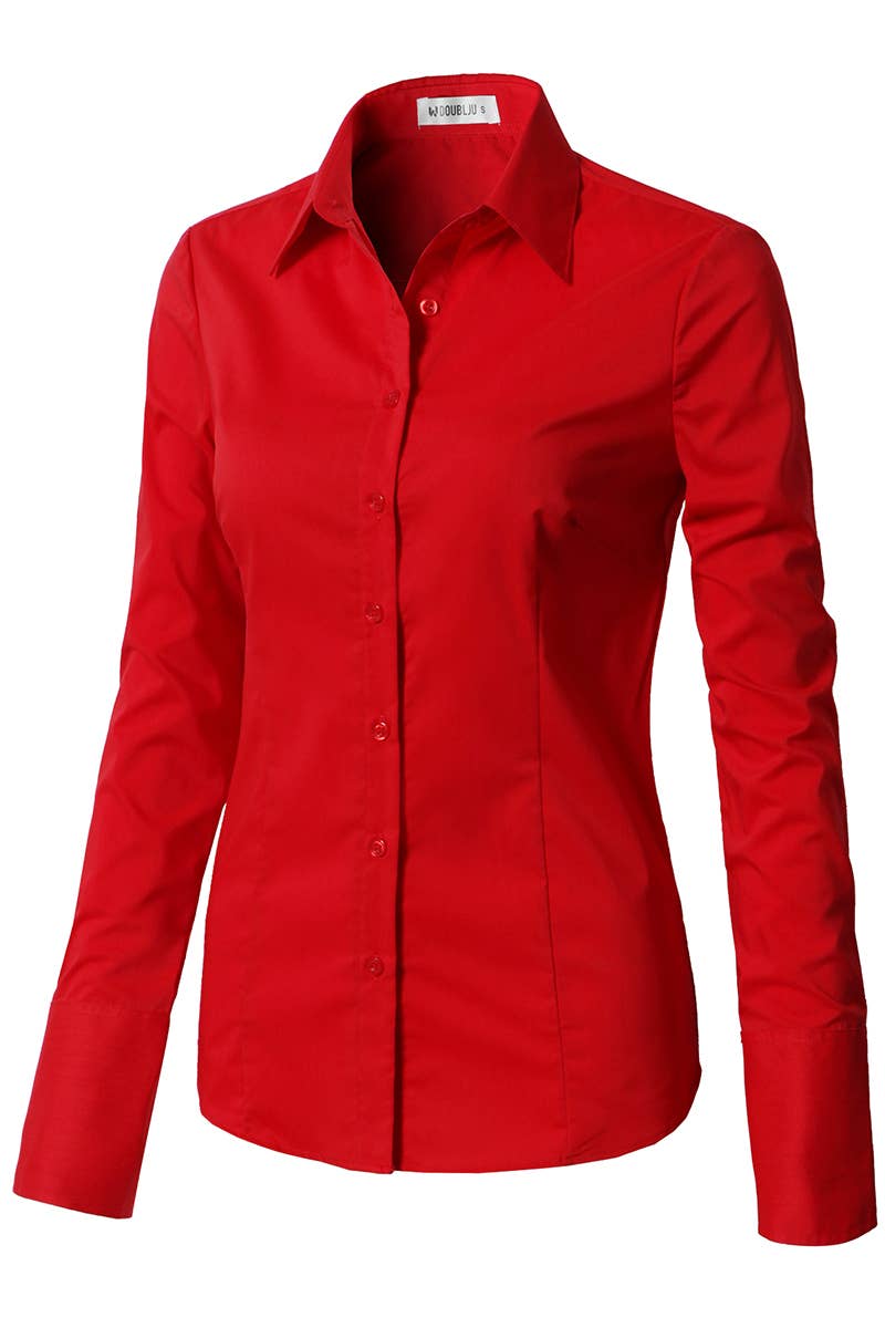 LADIES CASUAL LONG SLEEVE BUTTON UP SHIRT_CWTDSL027