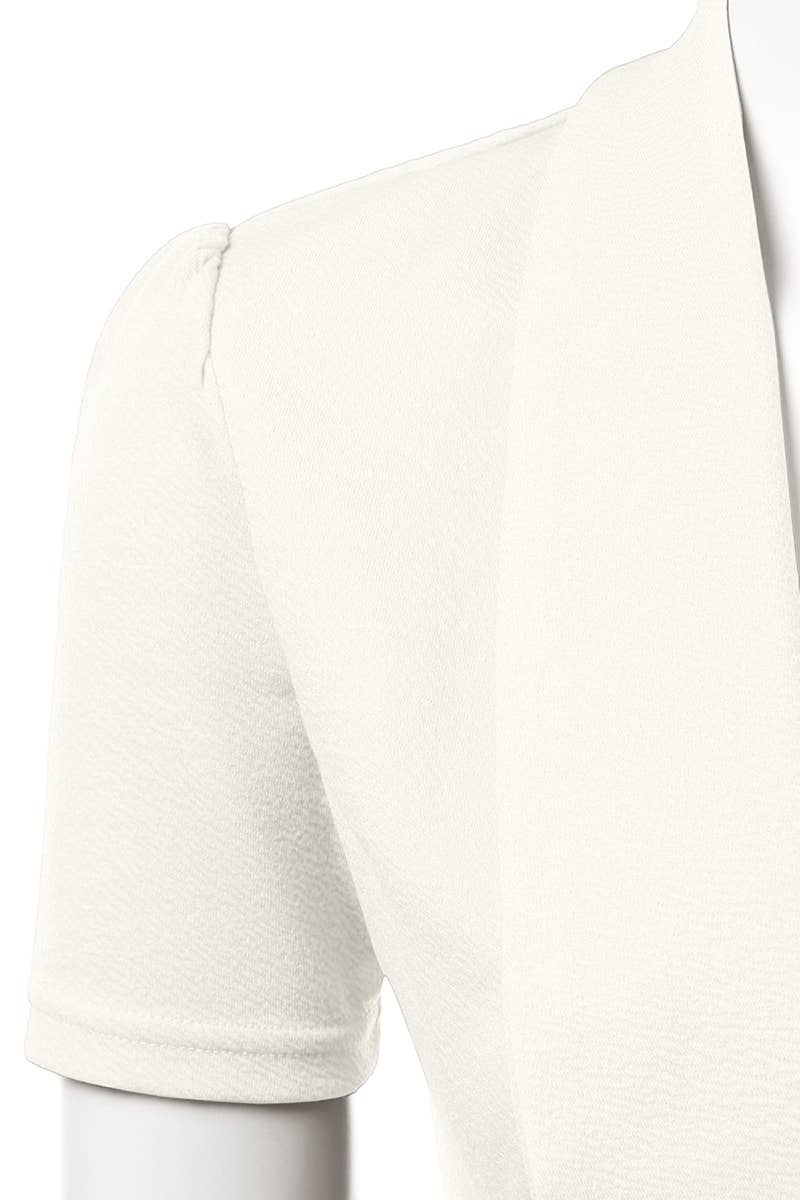 CWOBL095-P_Short Sleeve Open Front Draped Ruffles Blouses