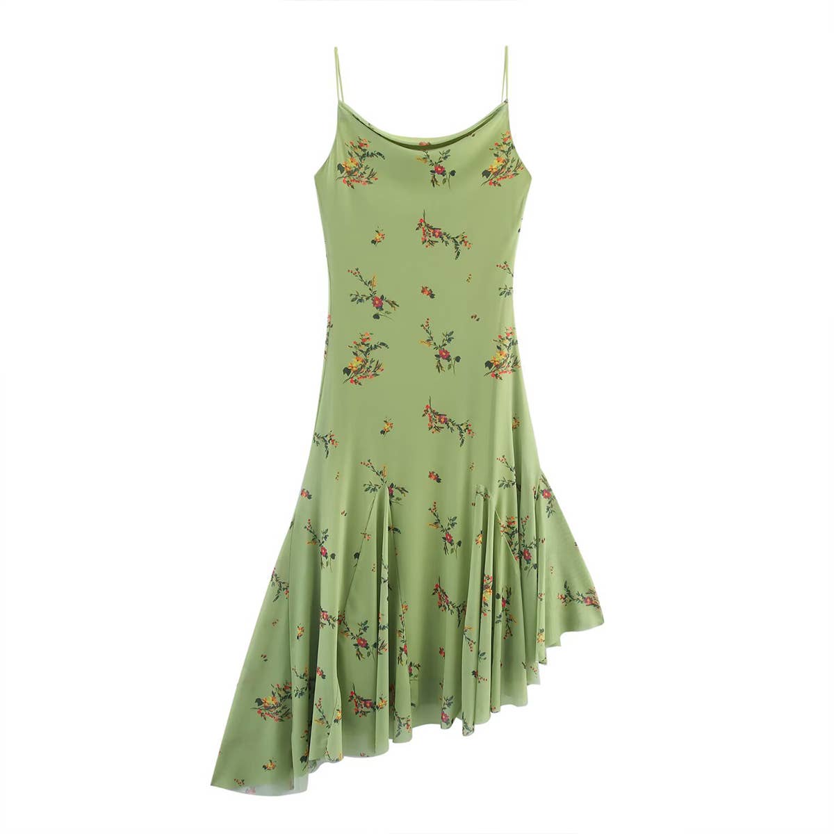 Fitted irregularly printed silk mesh MIDI dress