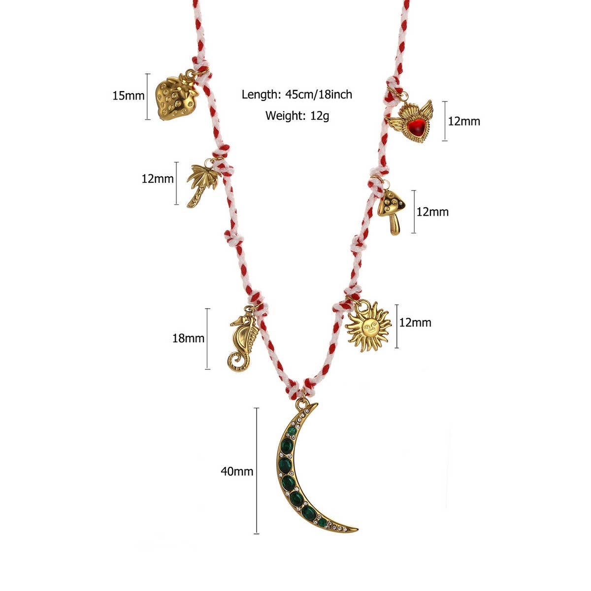 Original Cotton Rope Necklace with Moon Pendant_CWMM8829