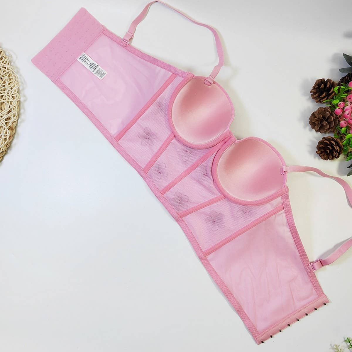 SWEET FLOWER BEADED HERRINGBONE CORSET