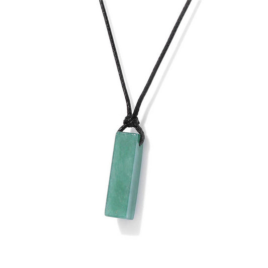 CWAJE3881_IRREGULAR STONE RECTANGULAR PENDANT NECKLACE