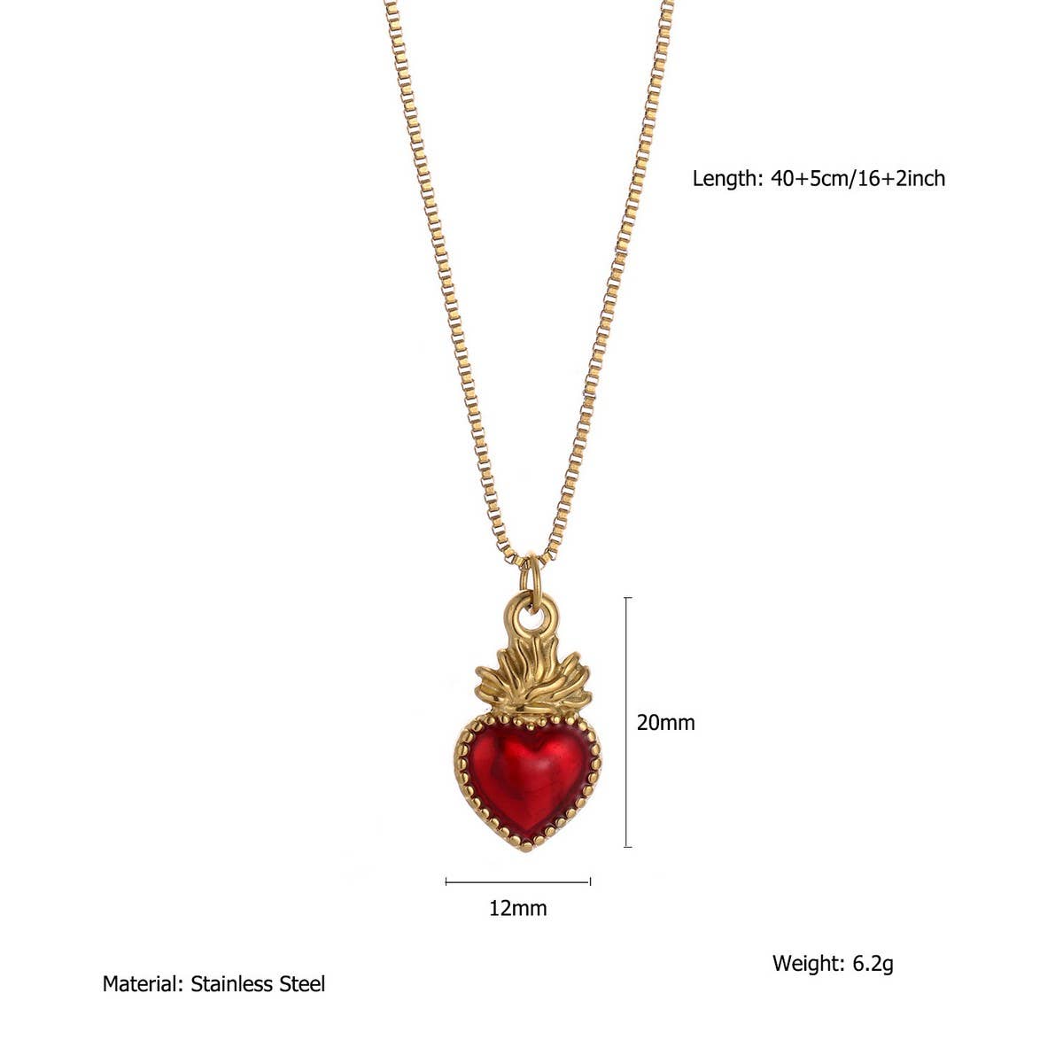 Enamel Heart Necklace with Strawberry Charm