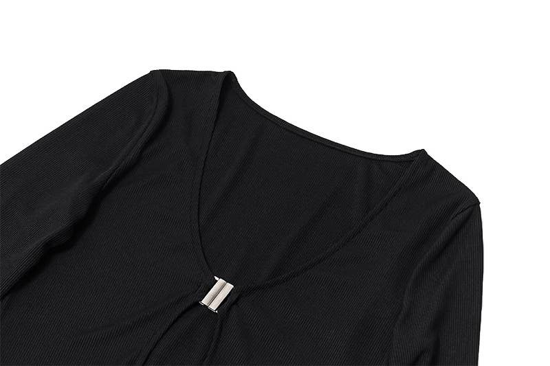 Fashion Sexy Lazy Deep V Crop Top Long Shirt