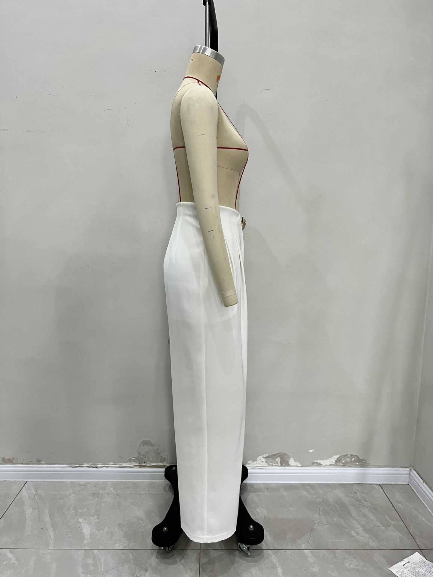 Irregularly waisted high-waisted wide-leg pants