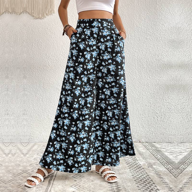 Printed loudspeaker pendant wide-leg pants