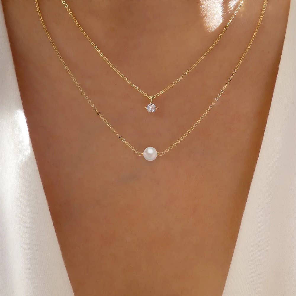 Fashionable simple electroplated pearl necklace