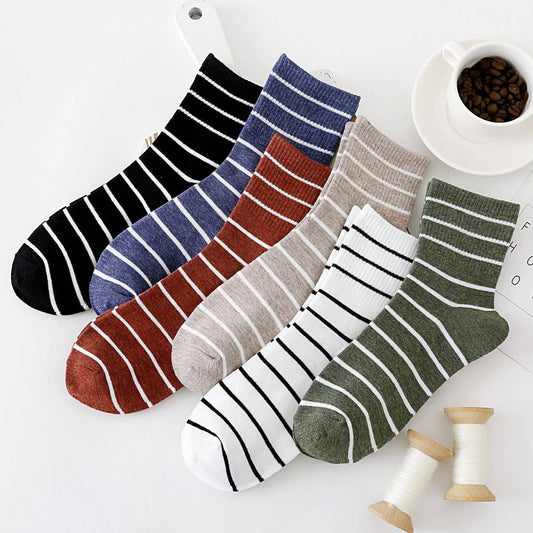 NEW ALL-MATCH SOLID COLOR STRIPED MID-CALF SOCKS