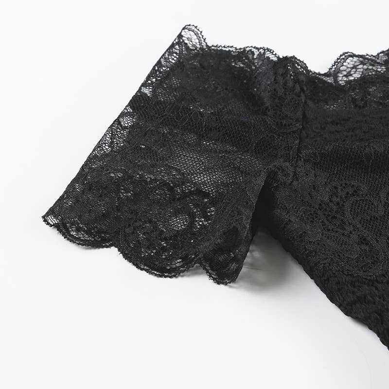 Sexy lace stitching see-through T-shirt