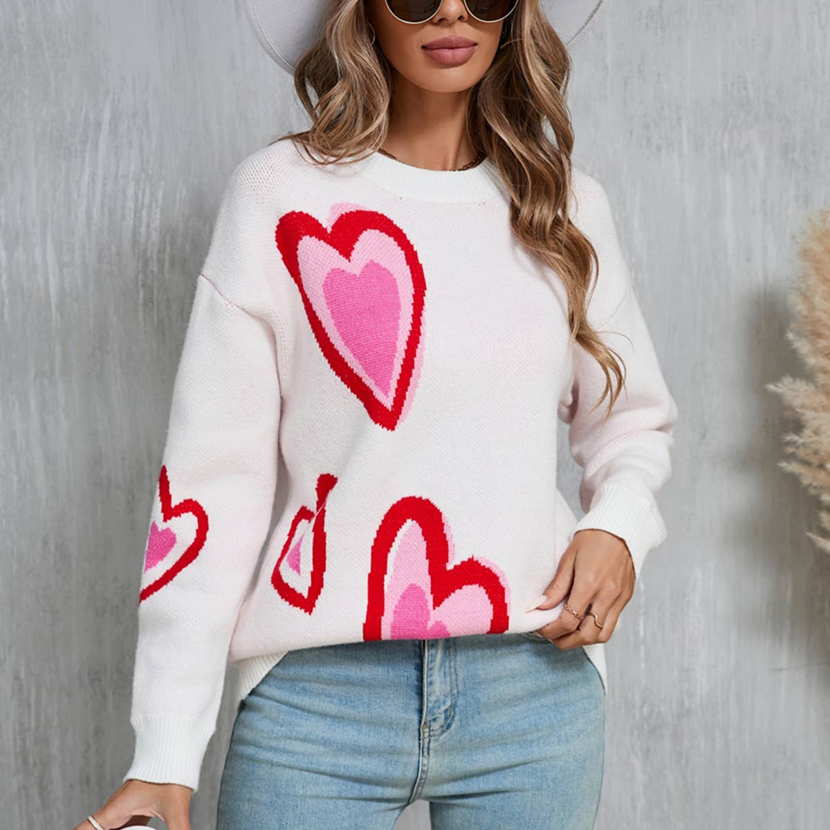 VALENTINE'S DAY HEART PEACH SWEATER KNIT