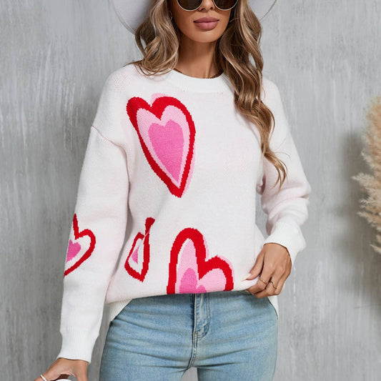 VALENTINE'S DAY HEART PEACH SWEATER KNIT