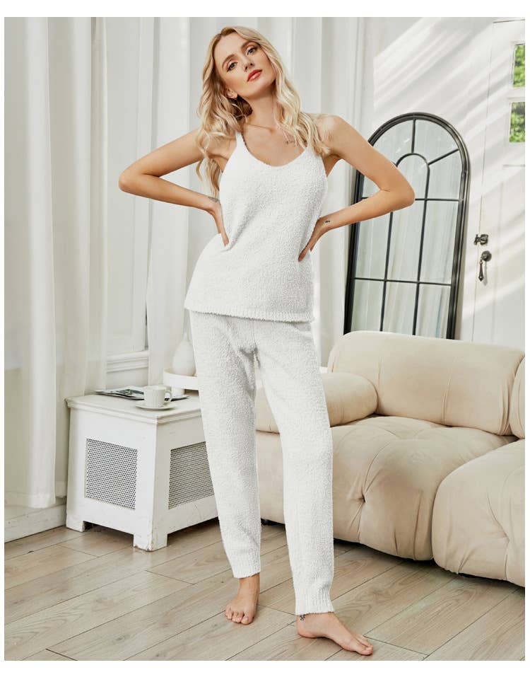 WARM SOLID COLOR VELVET HALF-HEMMED HOME SUIT