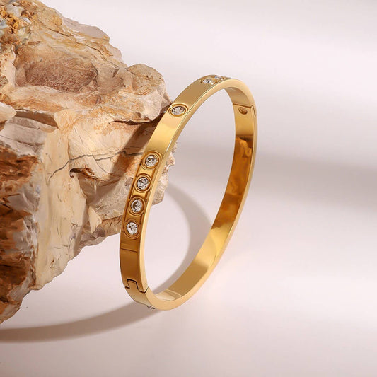 Zircon Clasp Bracelet in Titanium Steel_CWAJE4867