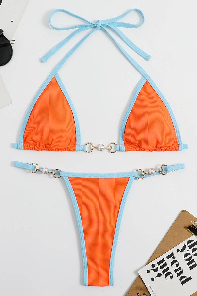 CWMW0739_SOLID COLOR BIKINI SWIMSUIT SET