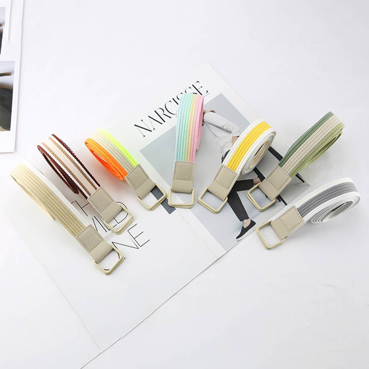 CWABE0948_STRIPED SIMPLE ALL-MATCH DOUBLE BUCKLE BELT