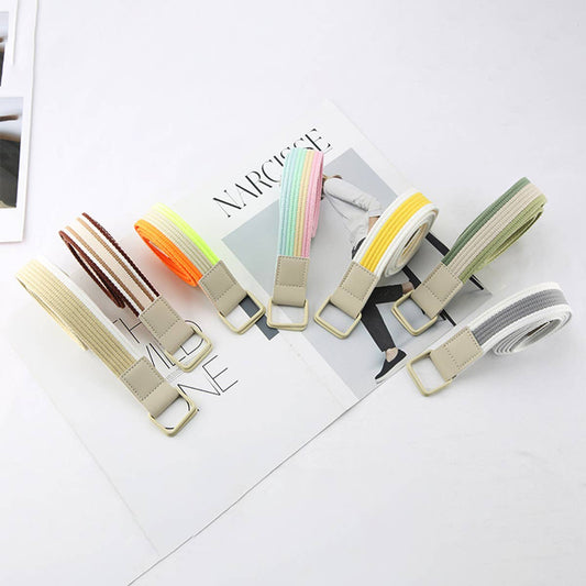 CWABE0948_STRIPED SIMPLE ALL-MATCH DOUBLE BUCKLE BELT