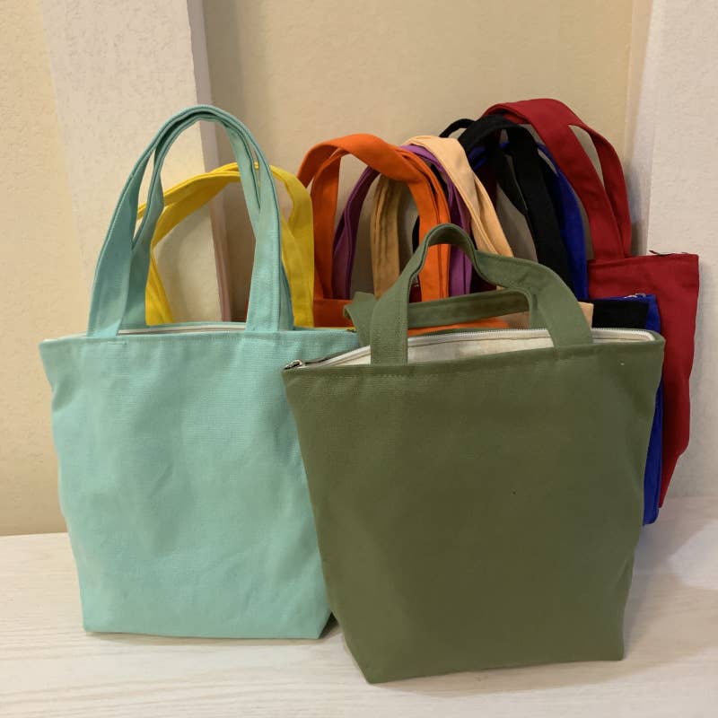 Hand-painted simple canvas lunch box bag