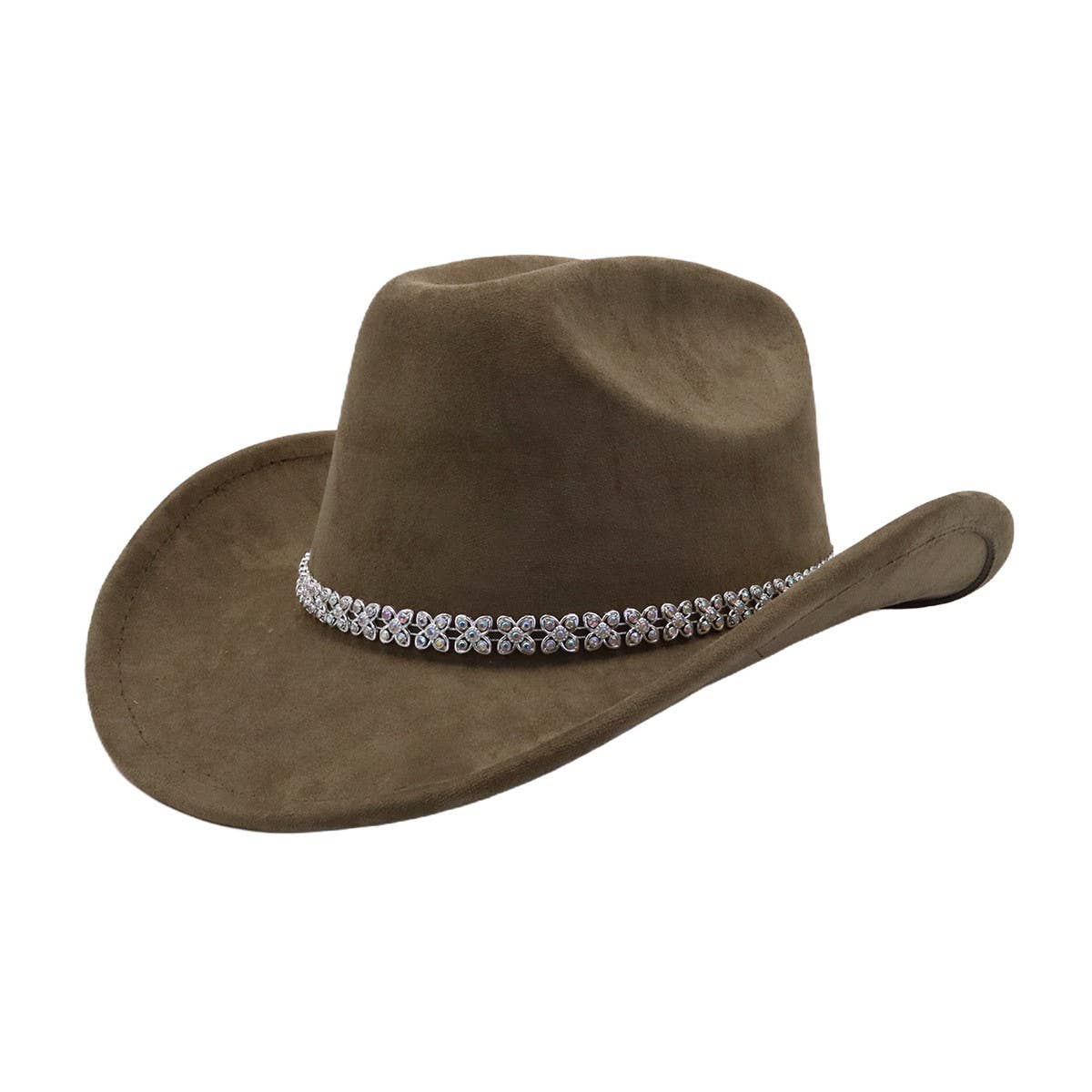 Suede Cowboy Fedora Hat Western Ethnic Style_CWAH04421