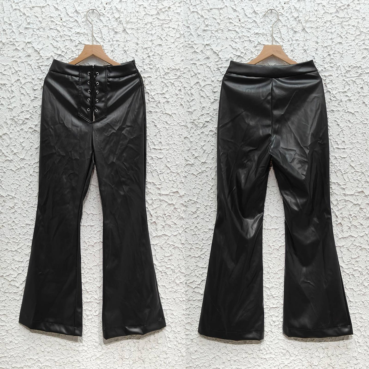 FIT HOTTIE FLARES WITH HIGH-WAISTED LEATHER PANTS