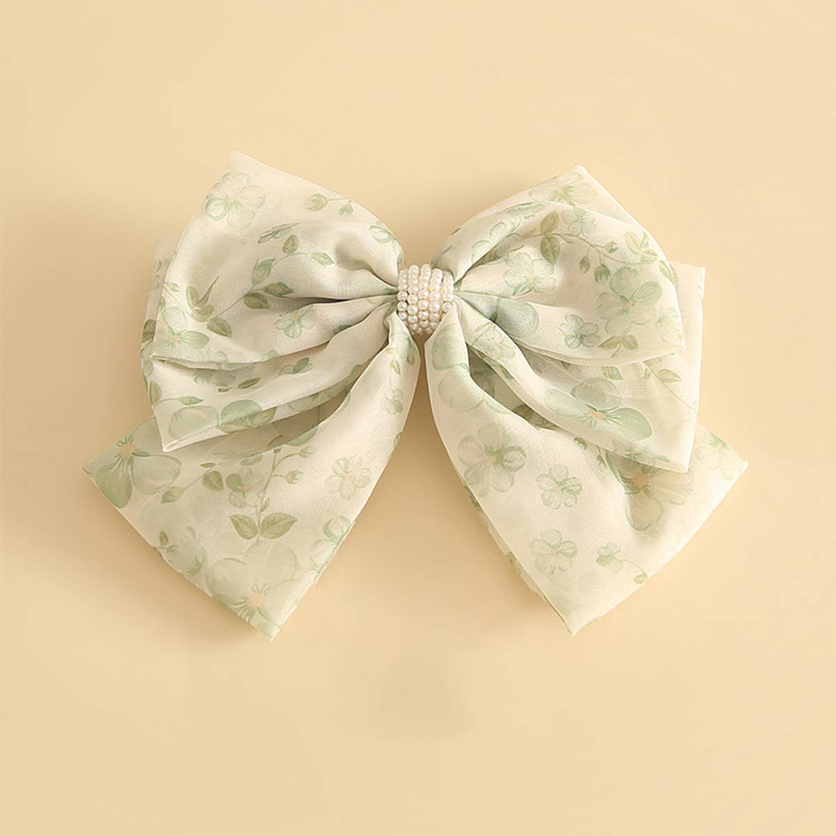 THREE-LAYER MESH SMALL PEARL BOW HAIRPIN_CWAHA1799
