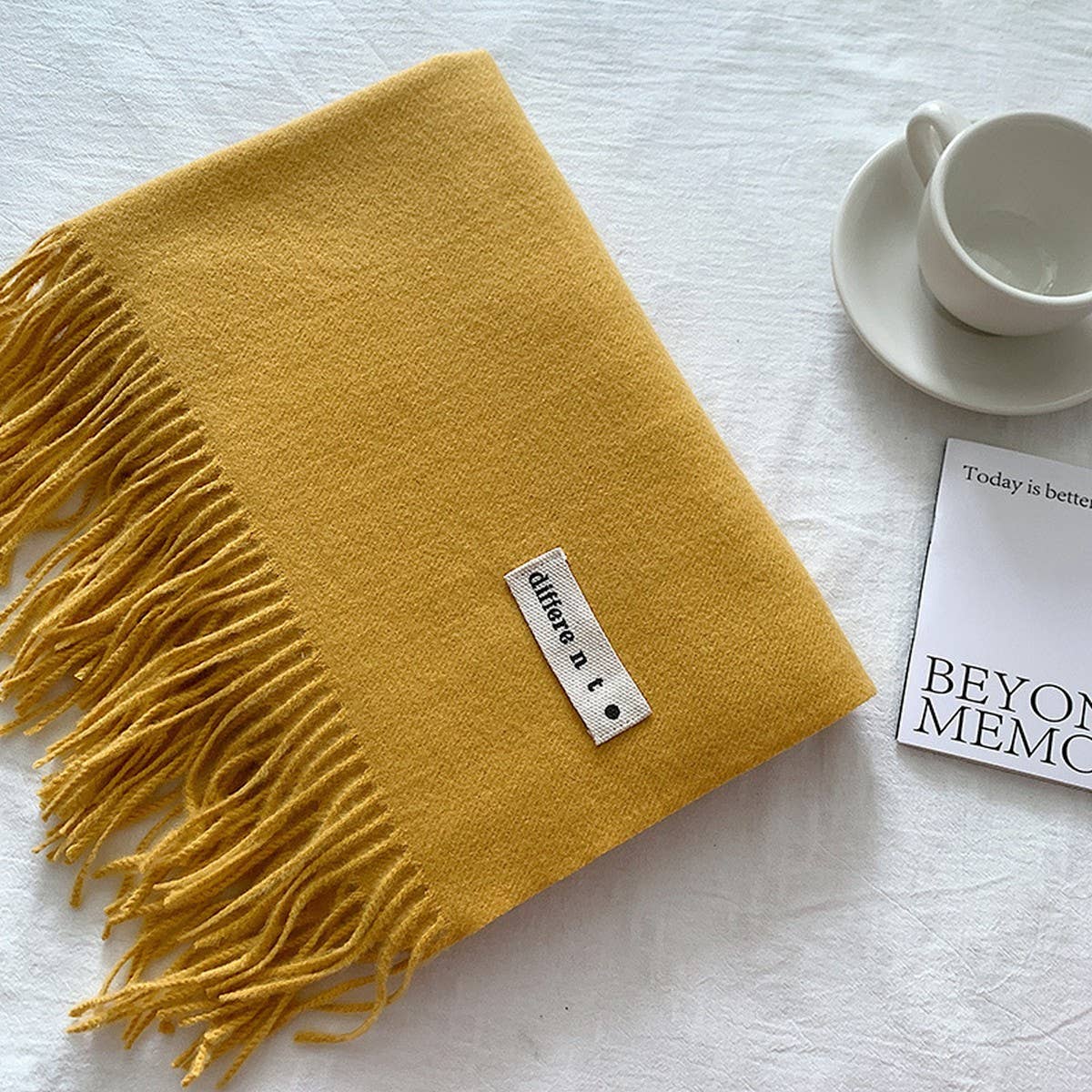 Colorblock Tassel Scarf - Thick Wrap for Students