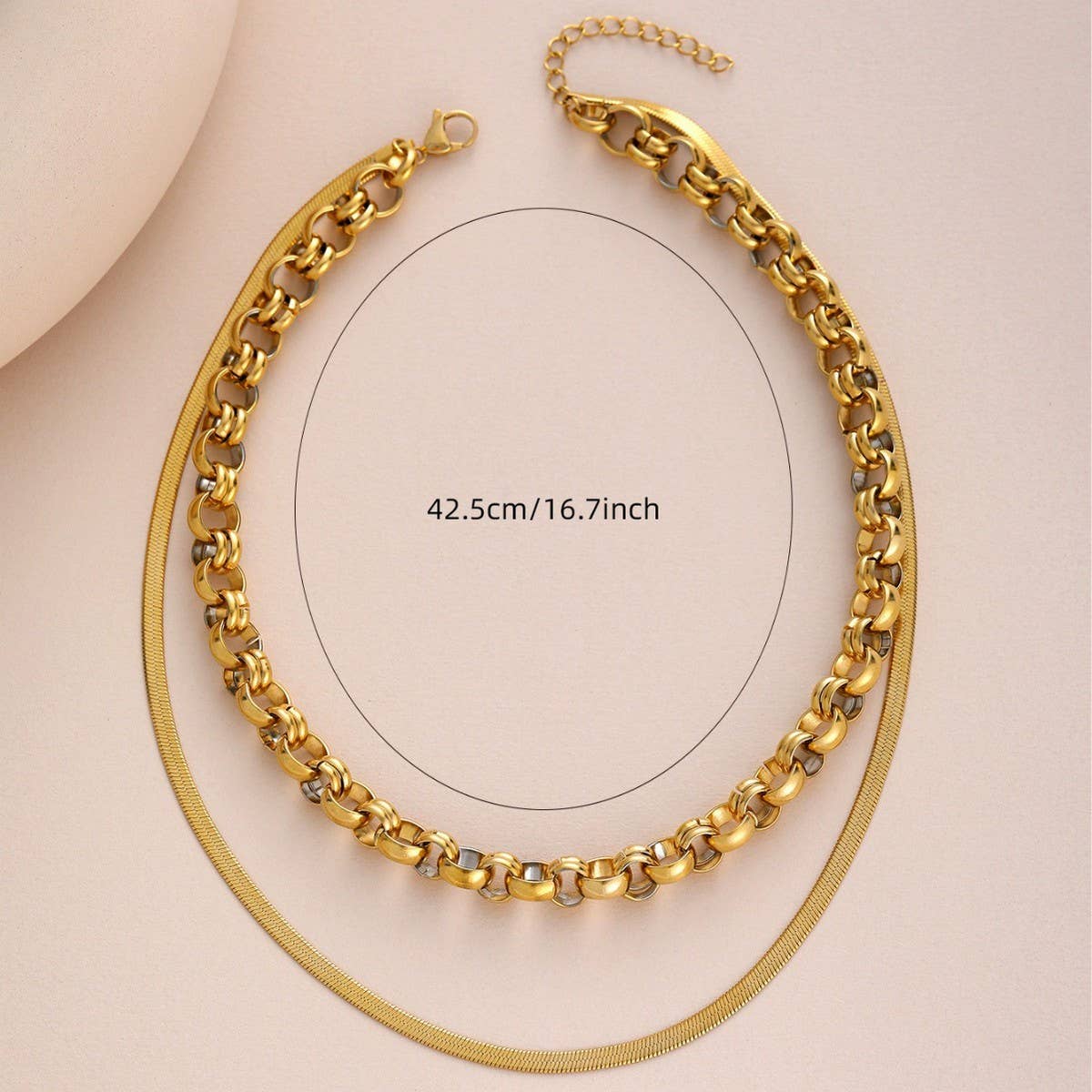 ROUND DOUBLE-LAYER SOLID SIMPLE 18K NECKLACE
