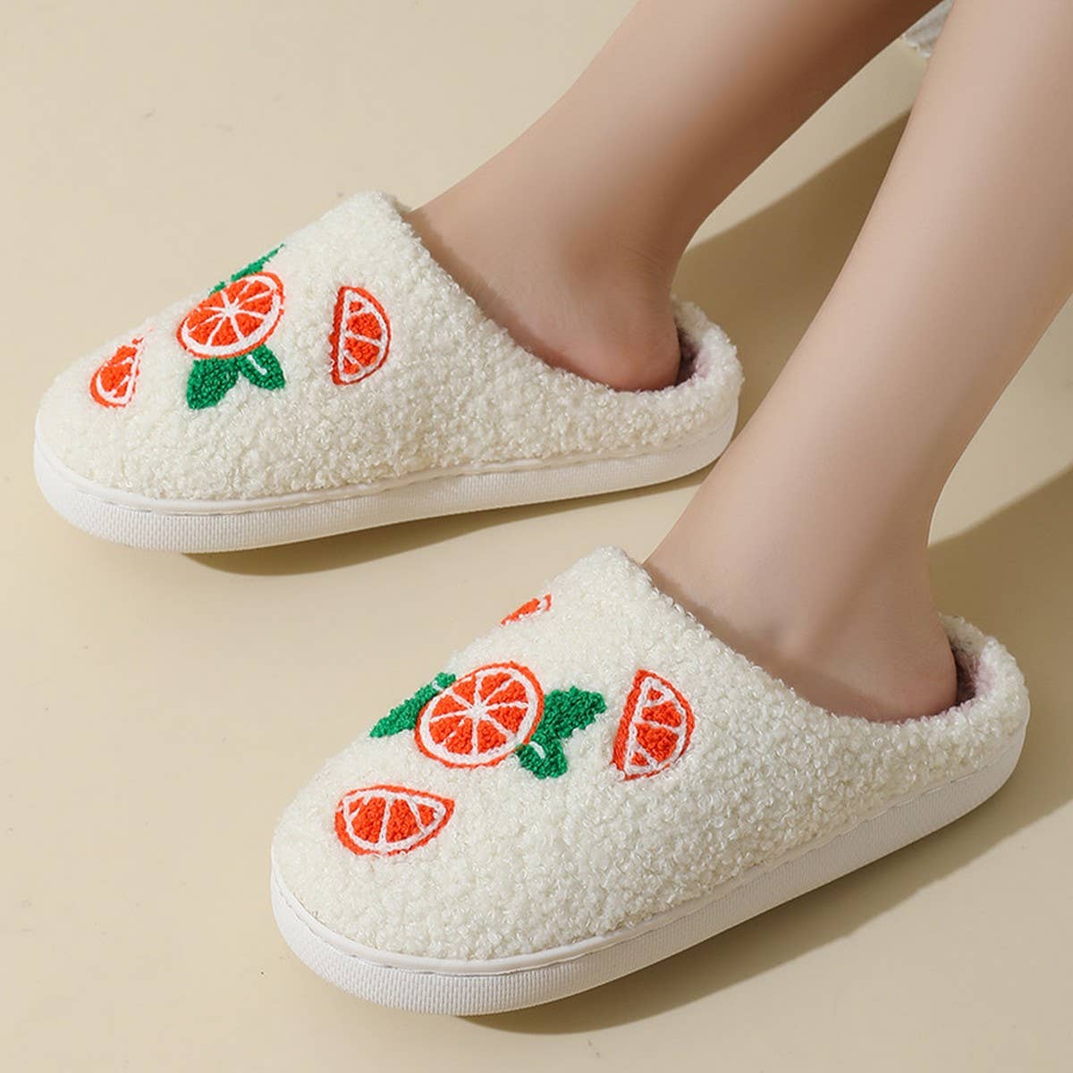 CUTE CARTOON ORANGE WINTER COTTON SLIPPERS