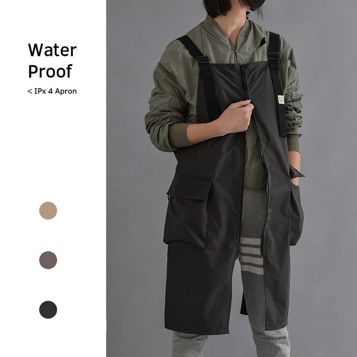 Adjustable zipper Aprons with pockets Work clothes_CWMM3307