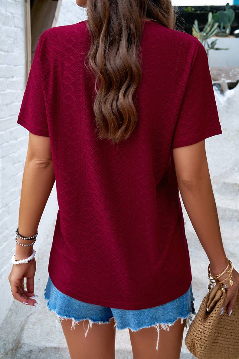 TEMPERAMENT CASUAL SOLID COLOR V-NECK BLOUSE