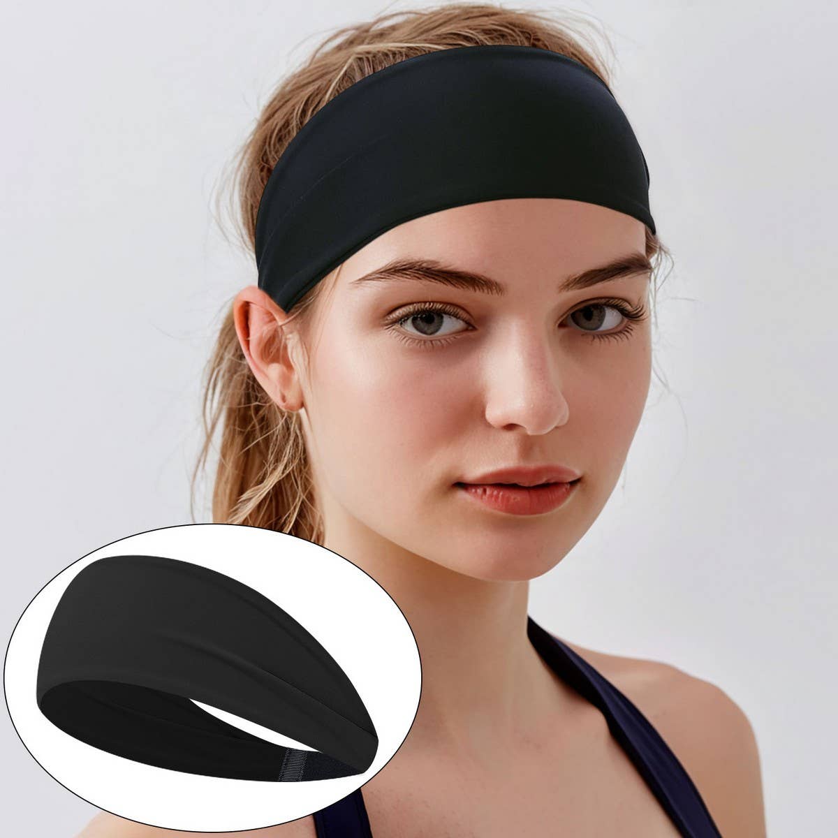 Wide Elastic Yoga Headband for Women Sweat-Wicking