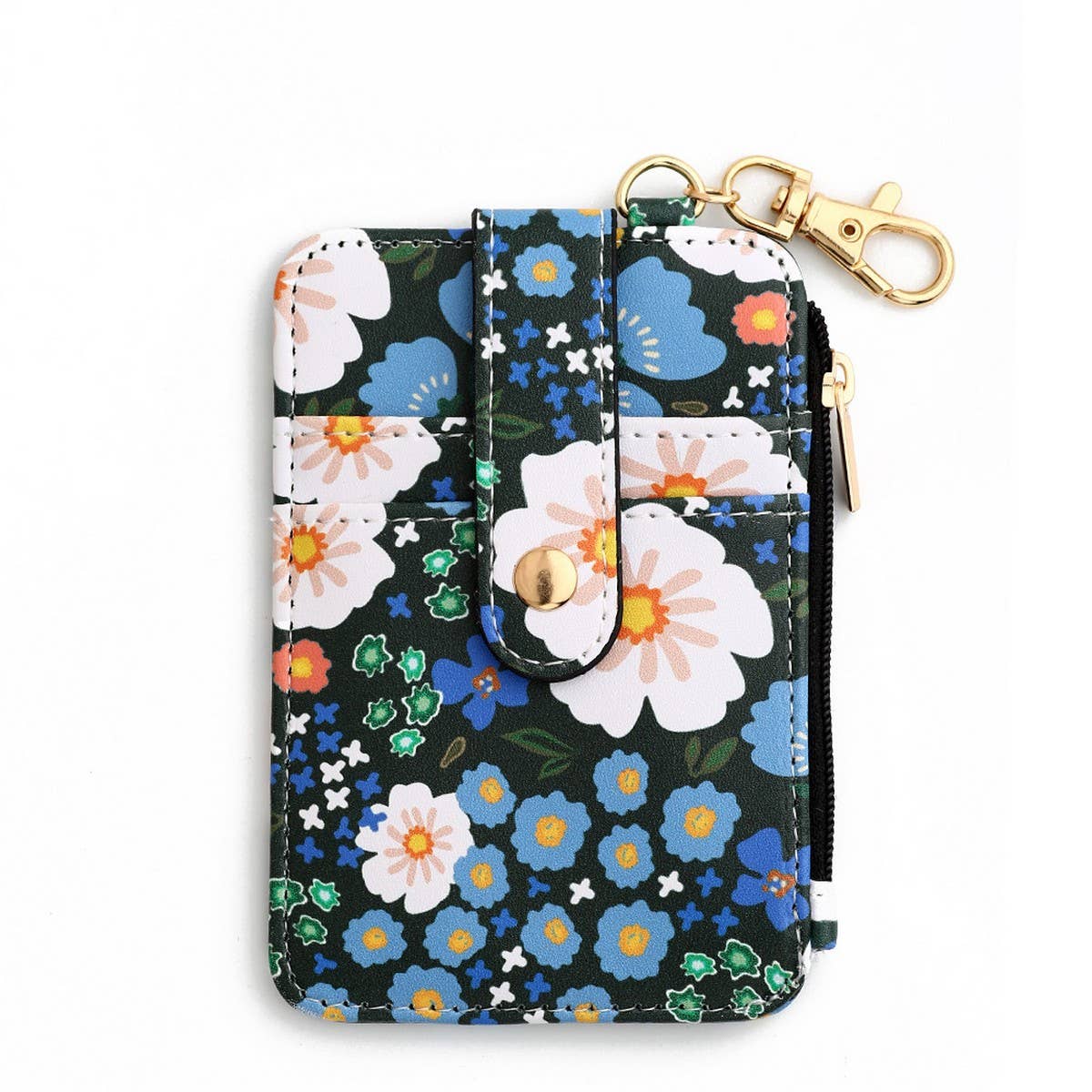 Floral Zipper Card Holder Vertical Mini Wallet_CWAB4941