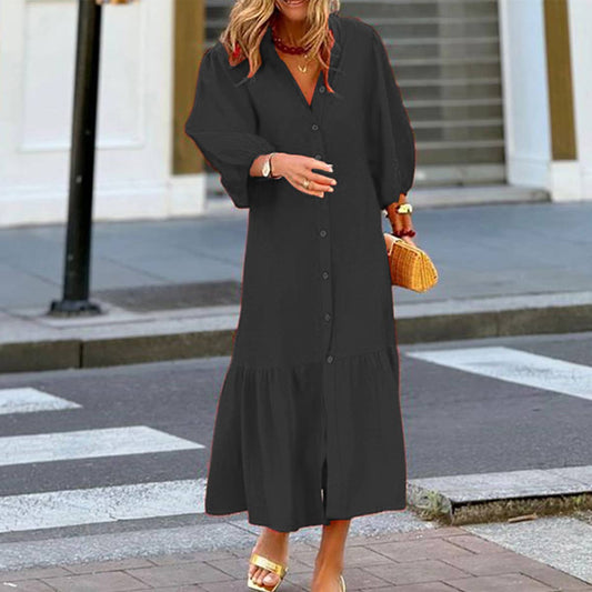 STAND COLLAR SINGLE-BREASTED DRESS