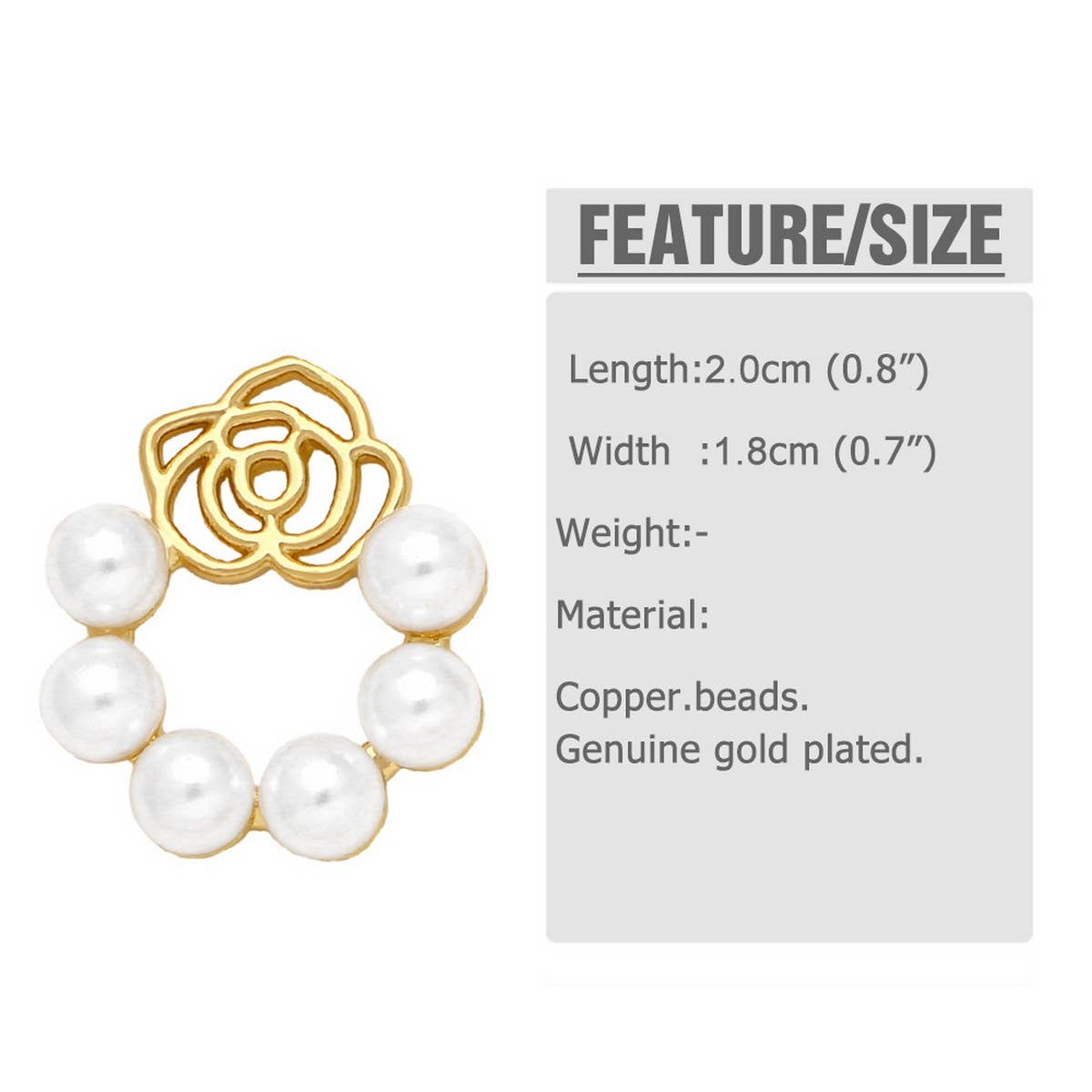 COPPER PLATED 18K GOLD FLOWER PEARL EARRINGS